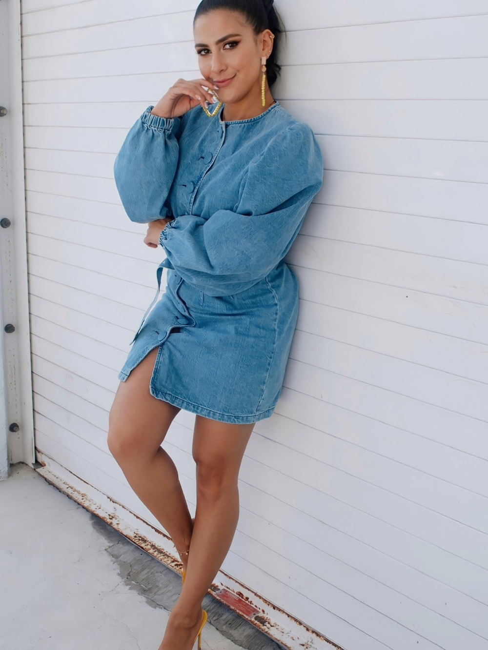 ASOS Light Blue Denim Button-Front Mini Dress